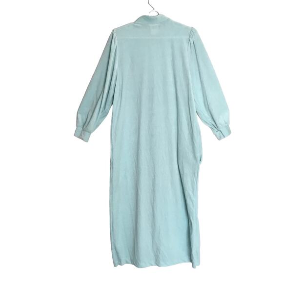 Vtg Hamilton Gold Long Nightgown Women's half front Zipper Fleece Duster Sz M - Picture 2 of 8